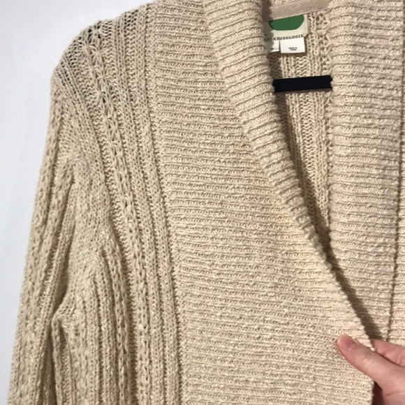 Anthropologie cream open knitted chunky cardigan size medium - Picture 9 of 9